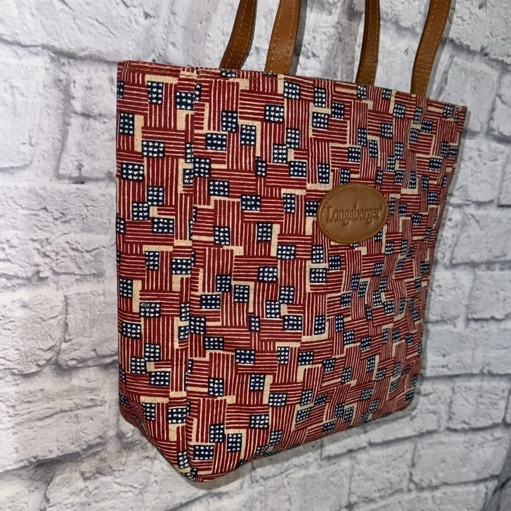 Longaberger Homestead Americana USA Flag Shoulder Tote Bag & Wallet Matching Set